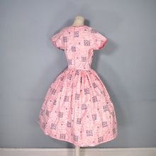 Load image into Gallery viewer, 50s PINK HORROCKSES FASHIONS X-STITCH PRINT DRESS WITH LACE UP DETAIL - XS