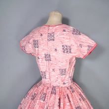 Load image into Gallery viewer, 50s PINK HORROCKSES FASHIONS X-STITCH PRINT DRESS WITH LACE UP DETAIL - XS