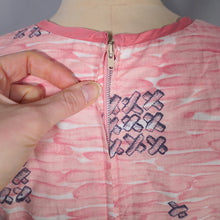 Load image into Gallery viewer, 50s PINK HORROCKSES FASHIONS X-STITCH PRINT DRESS WITH LACE UP DETAIL - XS