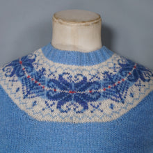 Load image into Gallery viewer, 70s HANDKNITTED LIGHT BLUE WOOL FAIRISLE YOKE JUMPER - M