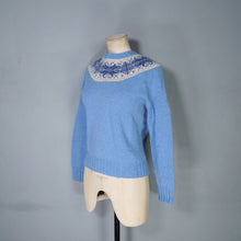 Load image into Gallery viewer, 70s HANDKNITTED LIGHT BLUE WOOL FAIRISLE YOKE JUMPER - M