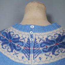 Load image into Gallery viewer, 70s HANDKNITTED LIGHT BLUE WOOL FAIRISLE YOKE JUMPER - M