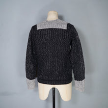 Load image into Gallery viewer, HANDKNITTED 20s style SCHIAPARELLI TROMP L'OEIL CRAVAT JUMPER IN CHARCOAL WOOL - S