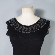 Load image into Gallery viewer, 50s FINE KNIT BLACK BEADED EVENING JUMPER TOP - XS-S
