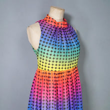 Load image into Gallery viewer, 70s BERKERTEX RAINBOW OP ART PATTERN MAXI EMPIRE DRESS - S
