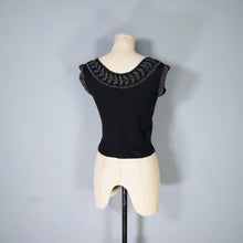 Load image into Gallery viewer, 50s FINE KNIT BLACK BEADED EVENING JUMPER TOP - XS-S