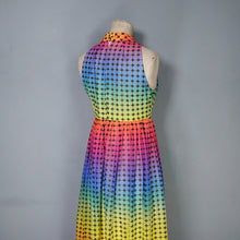 Load image into Gallery viewer, 70s BERKERTEX RAINBOW OP ART PATTERN MAXI EMPIRE DRESS - S
