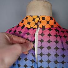 Load image into Gallery viewer, 70s BERKERTEX RAINBOW OP ART PATTERN MAXI EMPIRE DRESS - S