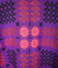 Load image into Gallery viewer, 60s 70s WELSH WOOLLENS BRIGHT PURPLE AND PINK WOOL TAPESTRY CAPE COAT -