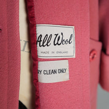 Load image into Gallery viewer, 60s 70s DUSKY PINK DOUBLE BREASTED PURE WOOL MINI COAT - S-M