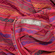 Load image into Gallery viewer, 50s 60s L&#39;AIGLON BRIGHT PINK PATTERNED WOVEN DRESS WITH FRINGING - XS-S