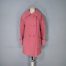 Load image into Gallery viewer, 60s 70s DUSKY PINK DOUBLE BREASTED PURE WOOL MINI COAT - S-M