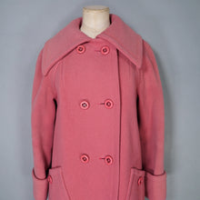 Load image into Gallery viewer, 60s 70s DUSKY PINK DOUBLE BREASTED PURE WOOL MINI COAT - S-M