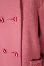 Load image into Gallery viewer, 60s 70s DUSKY PINK DOUBLE BREASTED PURE WOOL MINI COAT - S-M
