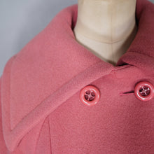 Load image into Gallery viewer, 60s 70s DUSKY PINK DOUBLE BREASTED PURE WOOL MINI COAT - S-M