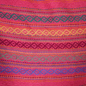 50s 60s L'AIGLON BRIGHT PINK PATTERNED WOVEN DRESS WITH FRINGING - XS-S