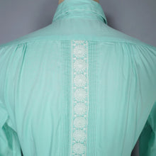 Load image into Gallery viewer, 50s 60s PASTEL APPLE GREEN SLEEVED FULL SKIRTED SHIRT DRESS WITH LACE BANDS - S