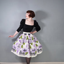Load image into Gallery viewer, 50s 60s SPORTAVILLE WINE LABEL AND GRAPE PRINT NOVELTY FULL SKIRT - 27"