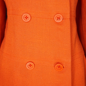 60s ELGEE ORANGE TWO PIECE SHIFT DRESS AND COAT IN VIVID ORANGE - S