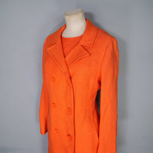 60s ELGEE ORANGE TWO PIECE SHIFT DRESS AND COAT IN VIVID ORANGE - S