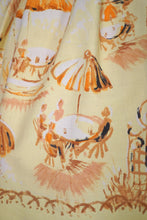 Load image into Gallery viewer, 50s HANDMADE YELLOW NOVELTY CAFE PRINT FULL COTTON SKIRT - 25.5"