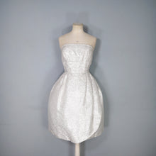 Load image into Gallery viewer, 60s BLANES SILVER AND WHITE STRAPLESS COCKTAIL DRESS - XS