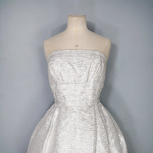 Load image into Gallery viewer, 60s BLANES SILVER AND WHITE STRAPLESS COCKTAIL DRESS - XS