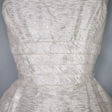 Load image into Gallery viewer, 60s BLANES SILVER AND WHITE STRAPLESS COCKTAIL DRESS - XS