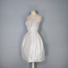 Load image into Gallery viewer, 60s BLANES SILVER AND WHITE STRAPLESS COCKTAIL DRESS - XS