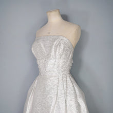 Load image into Gallery viewer, 60s BLANES SILVER AND WHITE STRAPLESS COCKTAIL DRESS - XS