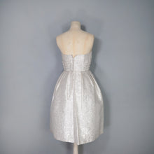 Load image into Gallery viewer, 60s BLANES SILVER AND WHITE STRAPLESS COCKTAIL DRESS - XS