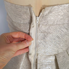 Load image into Gallery viewer, 60s BLANES SILVER AND WHITE STRAPLESS COCKTAIL DRESS - XS