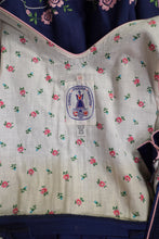 Load image into Gallery viewer, 70s BLUE TRACHTEN DIRNDL DRESS WITH PINK FLORAL EMBROIDERY - S