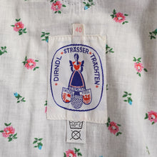 Load image into Gallery viewer, 70s BLUE TRACHTEN DIRNDL DRESS WITH PINK FLORAL EMBROIDERY - S