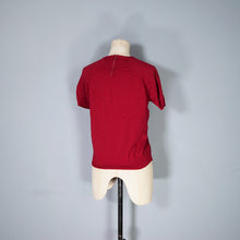 Load image into Gallery viewer, 60s SUPER FINE SOFT KNIT DARK RED SHORT SLEEVE JUMPER - M-L