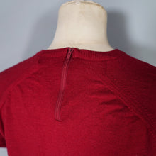 Load image into Gallery viewer, 60s SUPER FINE SOFT KNIT DARK RED SHORT SLEEVE JUMPER - M-L