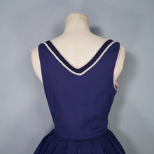Load image into Gallery viewer, 70s BLUE TRACHTEN DIRNDL DRESS WITH PINK FLORAL EMBROIDERY - S