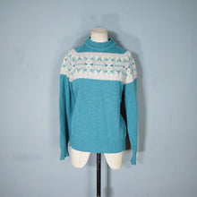 Load image into Gallery viewer, 80s PITLOCHRY SHETLAND LIGHT TEAL WOOL FAIRISLE JUMPER - M