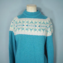 Load image into Gallery viewer, 80s PITLOCHRY SHETLAND LIGHT TEAL WOOL FAIRISLE JUMPER - M