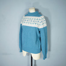 Load image into Gallery viewer, 80s PITLOCHRY SHETLAND LIGHT TEAL WOOL FAIRISLE JUMPER - M