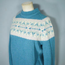 Load image into Gallery viewer, 80s PITLOCHRY SHETLAND LIGHT TEAL WOOL FAIRISLE JUMPER - M