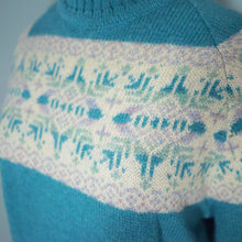 Load image into Gallery viewer, 80s PITLOCHRY SHETLAND LIGHT TEAL WOOL FAIRISLE JUMPER - M