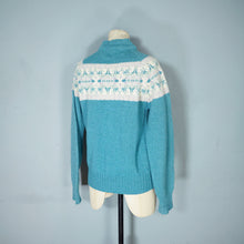 Load image into Gallery viewer, 80s PITLOCHRY SHETLAND LIGHT TEAL WOOL FAIRISLE JUMPER - M