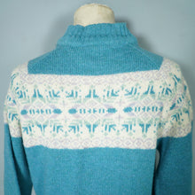 Load image into Gallery viewer, 80s PITLOCHRY SHETLAND LIGHT TEAL WOOL FAIRISLE JUMPER - M