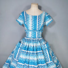 Load image into Gallery viewer, 50s KENDAL MILNE BLUE ROSE FLORAL DAY DRESS WITH FULL SKIRT - S