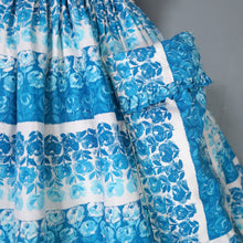 Load image into Gallery viewer, 50s KENDAL MILNE BLUE ROSE FLORAL DAY DRESS WITH FULL SKIRT - S