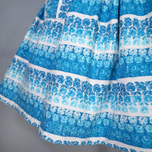 Load image into Gallery viewer, 50s KENDAL MILNE BLUE ROSE FLORAL DAY DRESS WITH FULL SKIRT - S