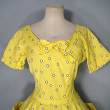 Load image into Gallery viewer, 50s HORROCKSES FASHIONS BRIGHTEST YELLOW  FULL SKIRTED COTTON DRESS - S