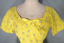 Load image into Gallery viewer, 50s HORROCKSES FASHIONS BRIGHTEST YELLOW  FULL SKIRTED COTTON DRESS - S