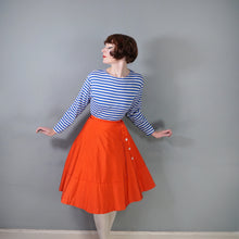 Load image into Gallery viewer, 50s 60s LIGHT BRGHT RED FULL SKIRT WITH BUTTON DETAIL - 23.5"
